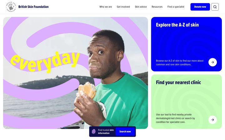 Screenshot of britishskinfoundation.org.uk