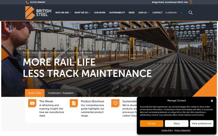 Képernyőkép: britishsteel.co.uk