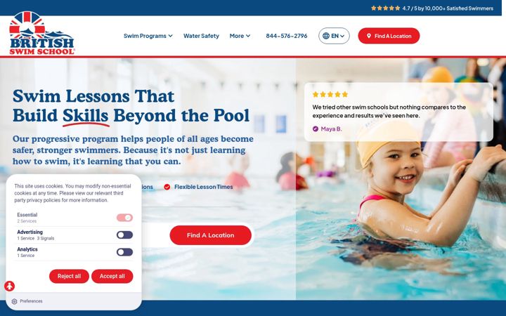 Screenshot von britishswimschool.com
