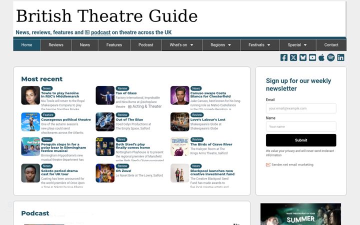 Screenshot of britishtheatreguide.info