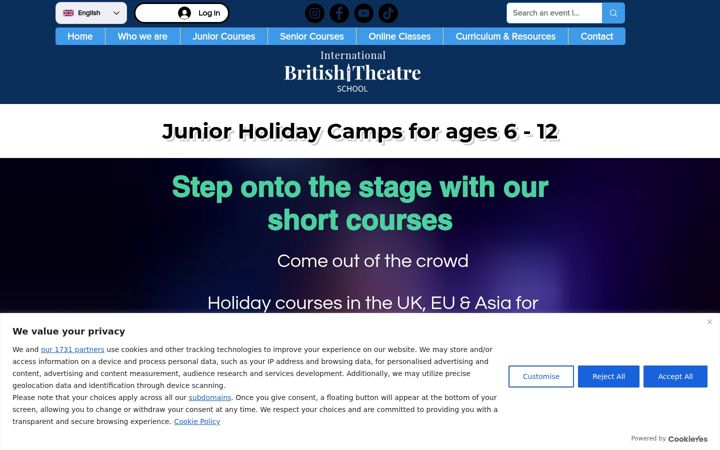 Screenshot of britishtheatreschool.com