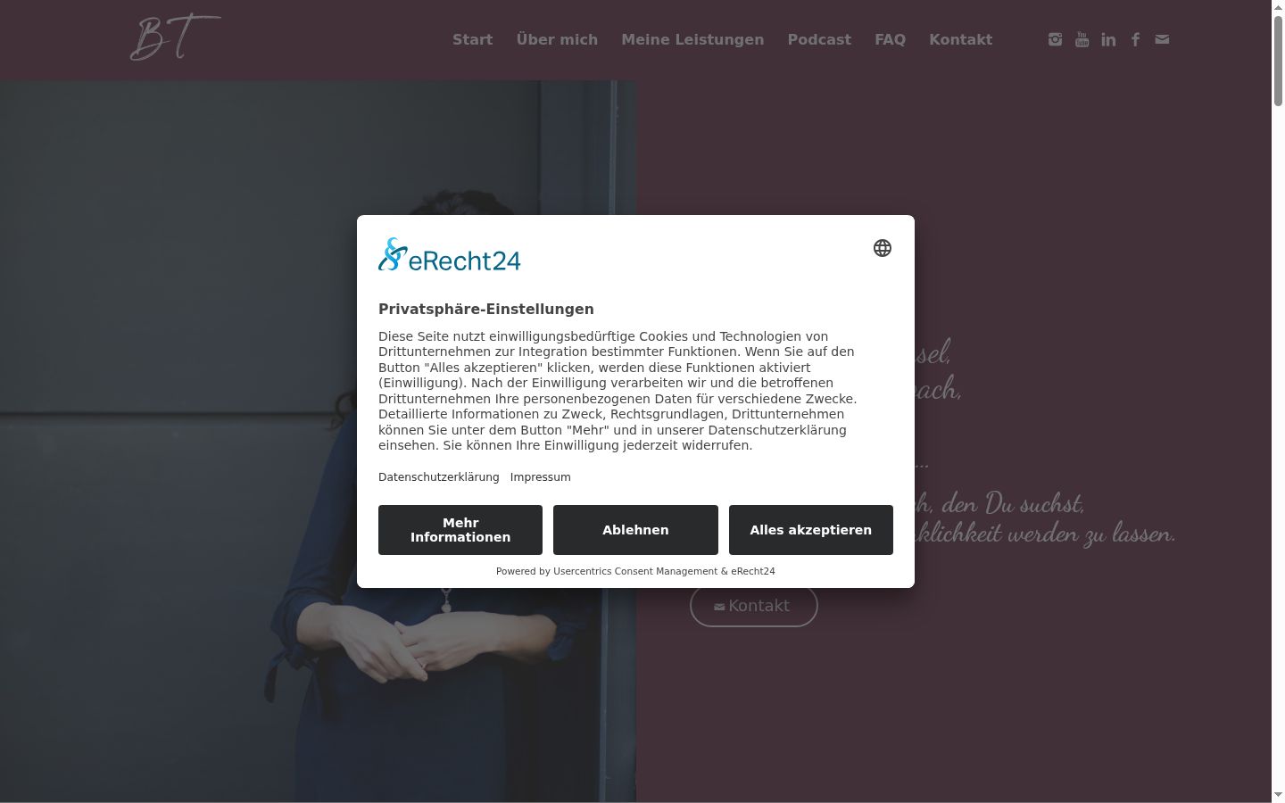 Screenshot of the consent banner shown before any interaction