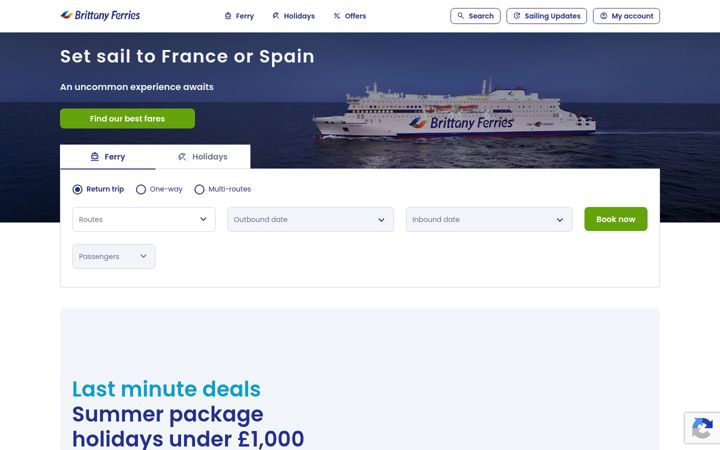 Screenshot of brittany-ferries.co.uk