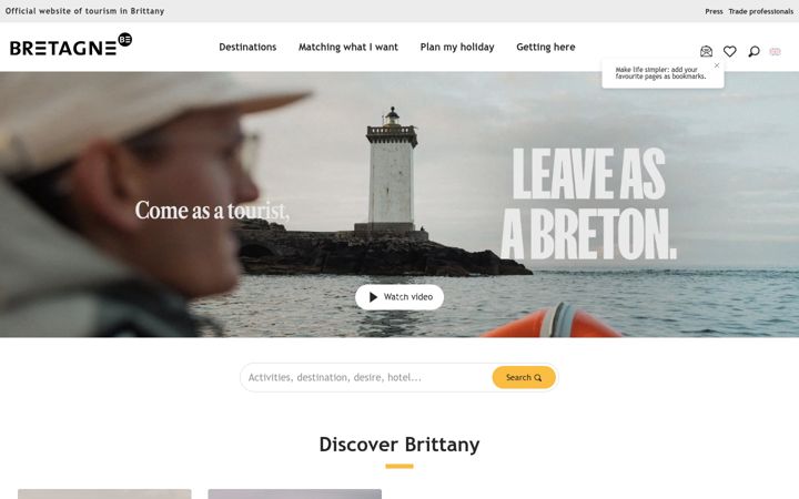Screenshot of brittanytourism.com