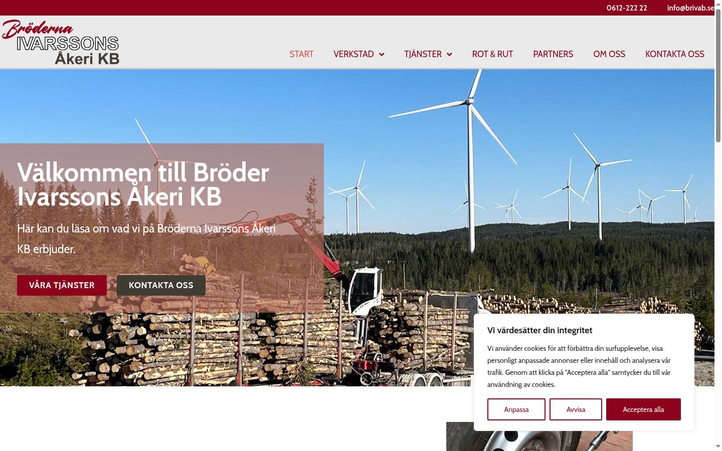 Skärmbild av samtyckesbannern som visades före någon interaktion