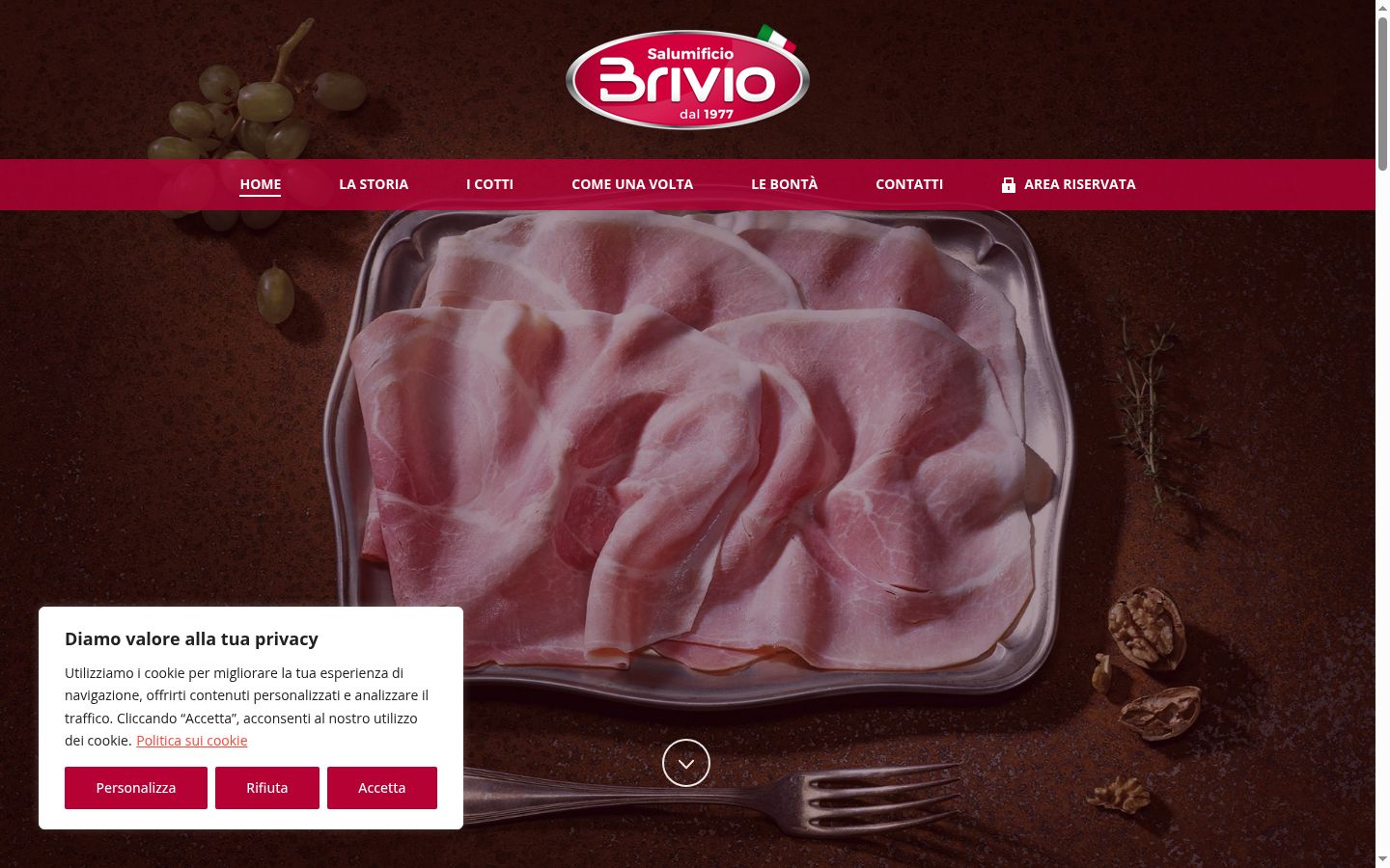 Screenshot del banner di consenso mostrato prima di qualsiasi interazione