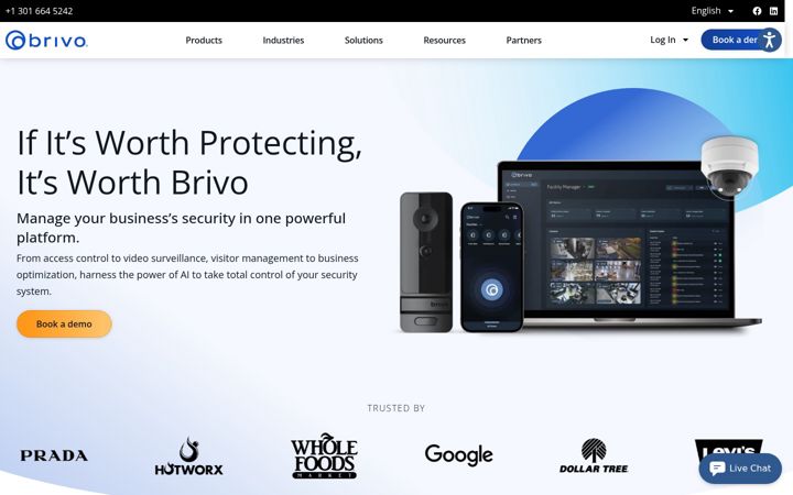 Screenshot von brivo.com