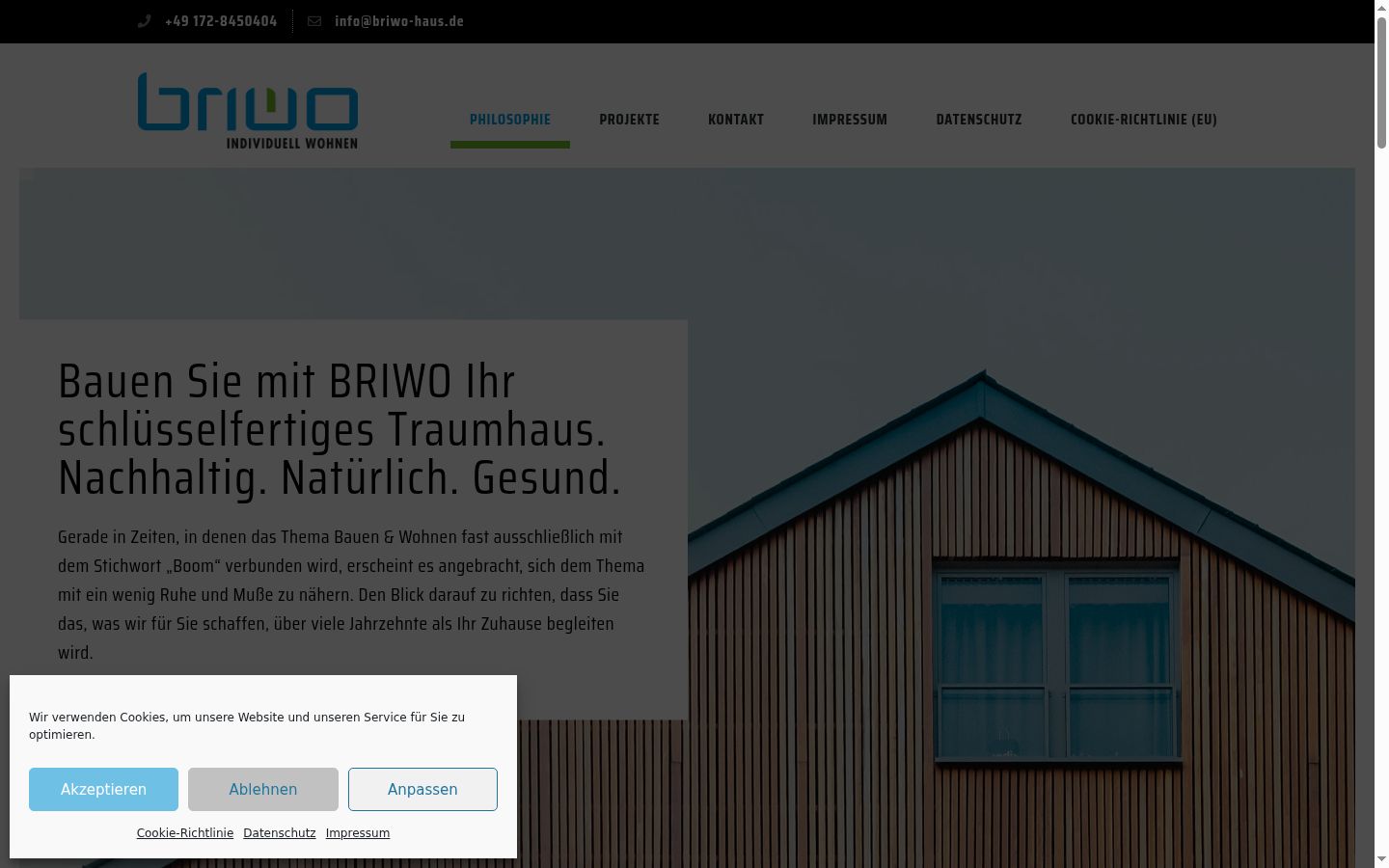 Screenshot des Einwilligungsbanners vor jeglicher Interaktion