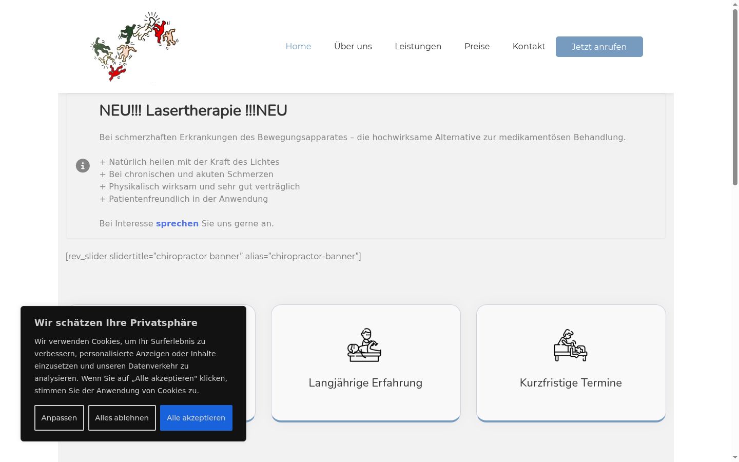 Screenshot des Einwilligungsbanners vor jeglicher Interaktion
