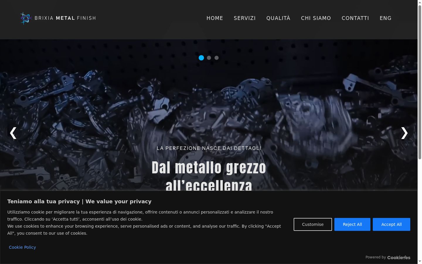 Screenshot del banner di consenso mostrato prima di qualsiasi interazione