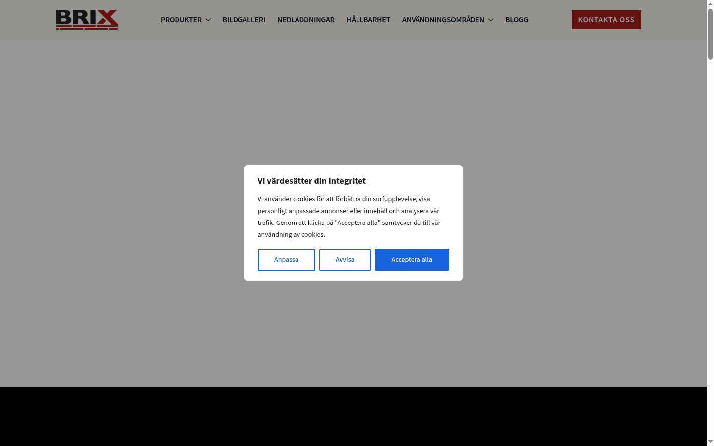 Skärmbild av samtyckesbannern som visades före någon interaktion