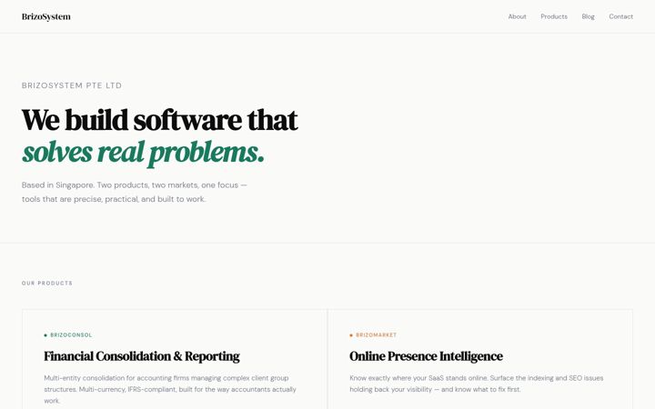 Screenshot of brizosystem.com