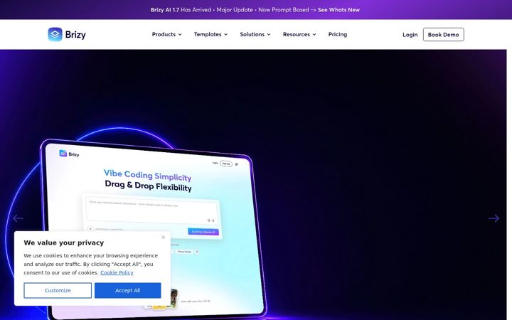 Screenshot of brizy.io