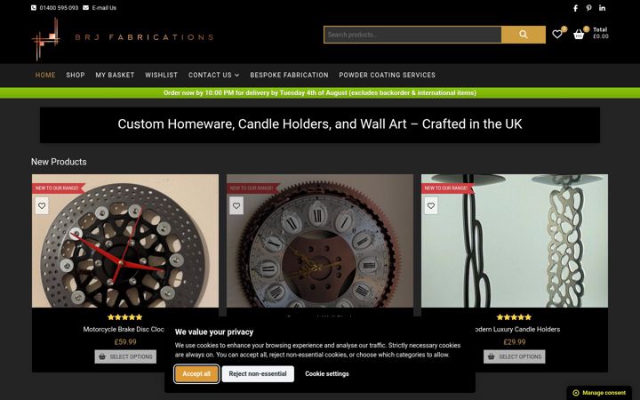 Screenshot of brjfabrications.co.uk