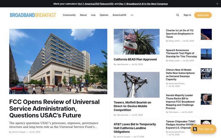 Screenshot of broadbandbreakfast.com