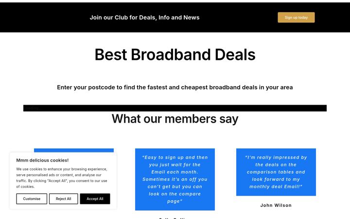 Screenshot ta' broadbandclub.co.uk