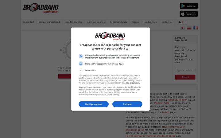 Screenshot of broadbandspeedchecker.co.uk