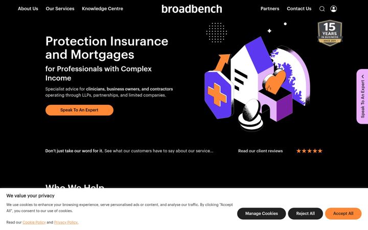 Screenshot ta' broadbench.co.uk