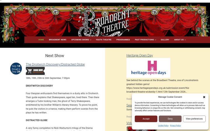 Captura de pantalla de broadbenttheatre.org