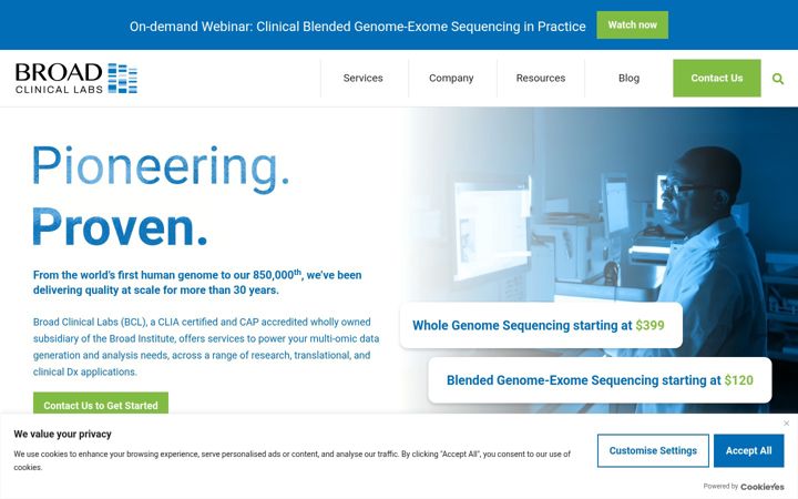 Captura de pantalla de broadclinicallabs.org