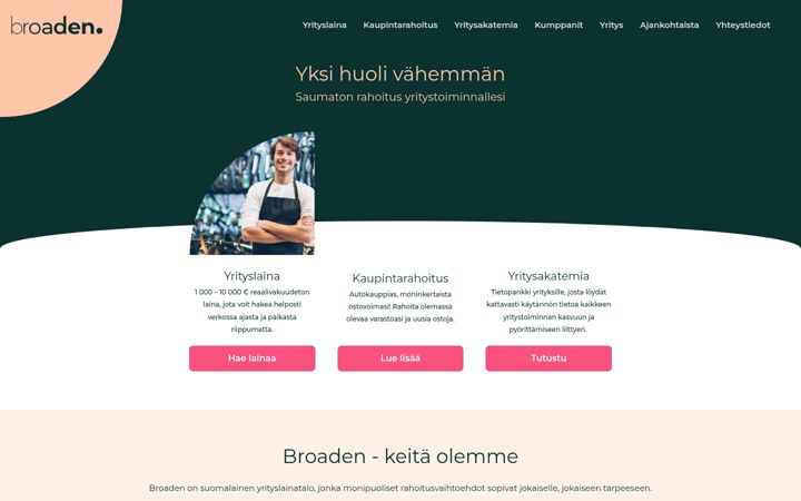 Screenshot von broaden.fi