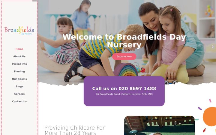 Screenshot of broadfieldsdaynursery.co.uk