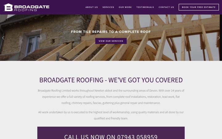 Screenshot of broadgateroofing.co.uk