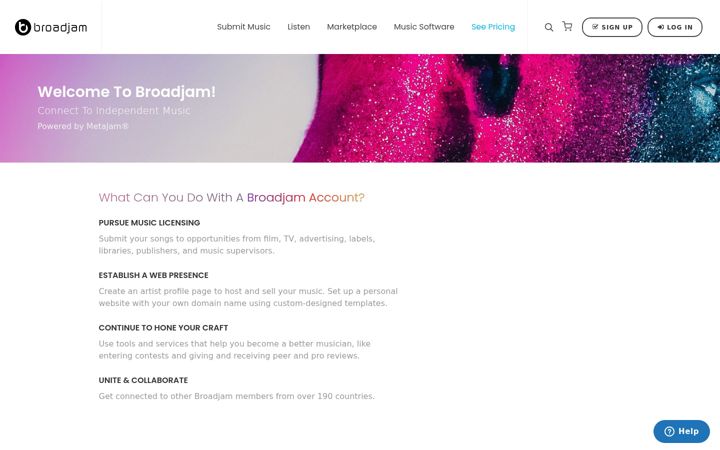 Screenshot of broadjam.com
