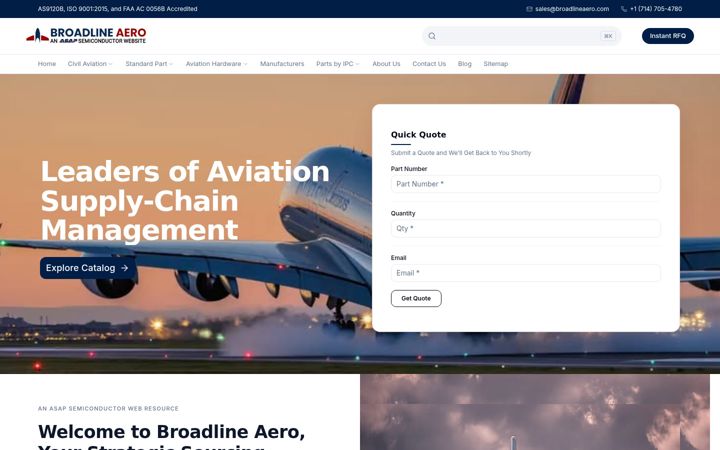 Screenshot of broadlineaero.com