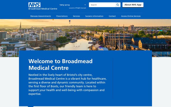 Screenshot of broadmeadmedicalcentre.nhs.uk