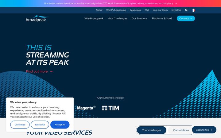 Screenshot of broadpeak.tv