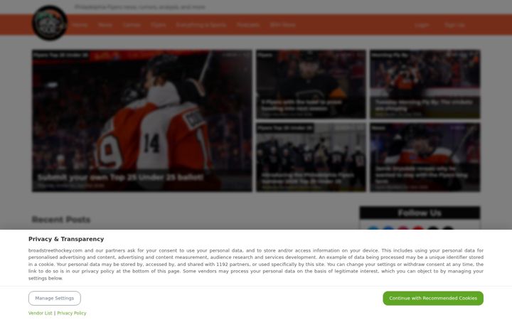 Screenshot of broadstreethockey.com
