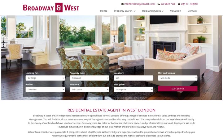 Screenshot of broadwayandwest.co.uk