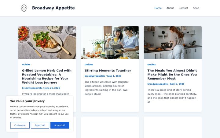 Screenshot of broadwayappetite.online