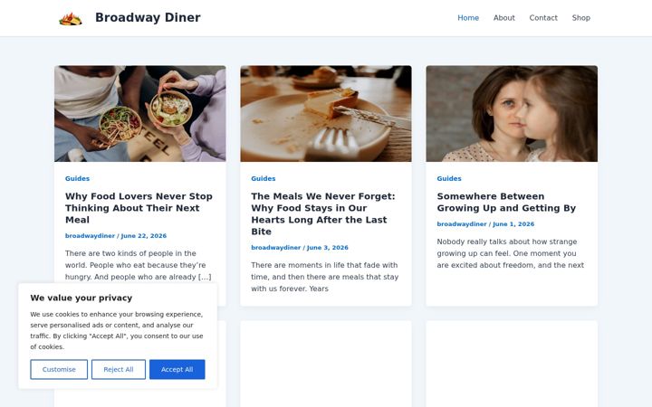 Screenshot of broadwaydiner.online