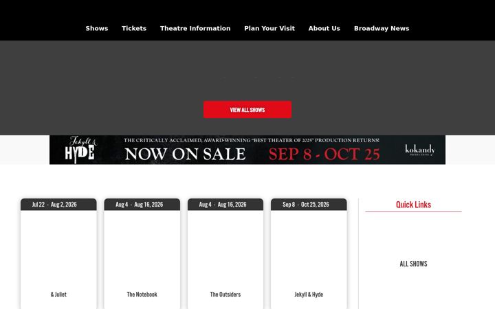 Screenshot of broadwayinchicago.com