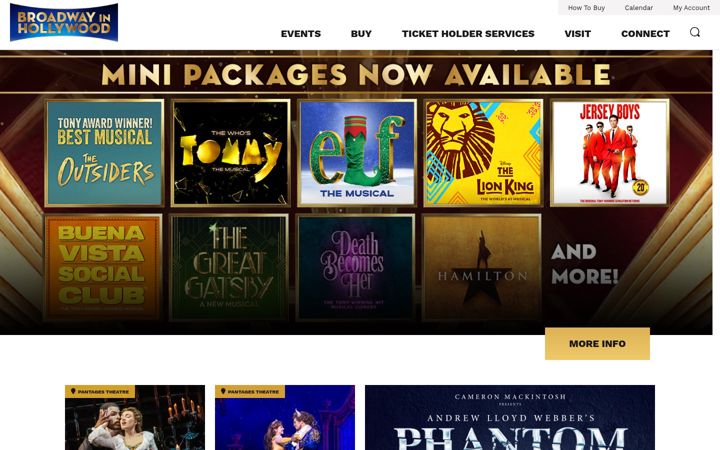 Screenshot of broadwayinhollywood.com