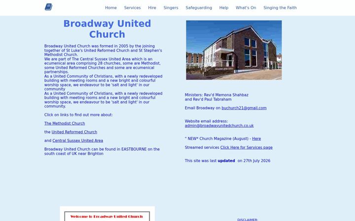 Screenshot of broadwayunitedchurch.co.uk