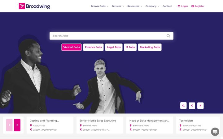 Screenshot of broadwing.jobs