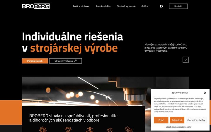Screenshot stránky broberg.sk