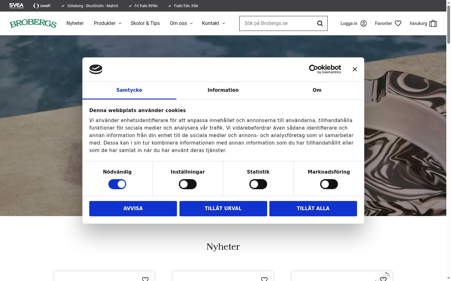 Snímek obrazovky baneru souhlasu zobrazeného před jakoukoli interakcí