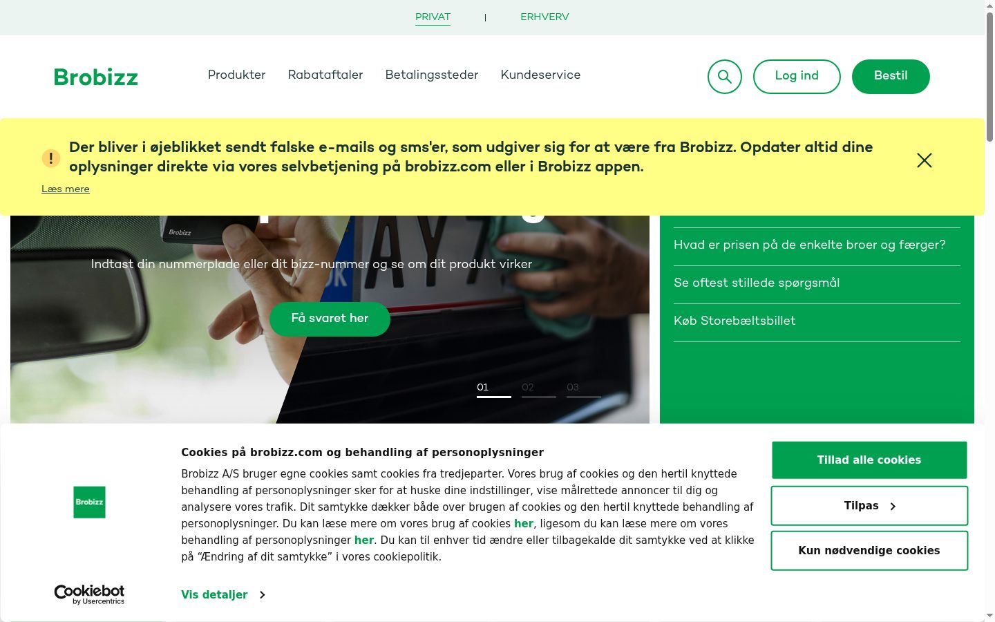 Skjermbilde av samtykkebanneret slik det vises før noen interaksjon