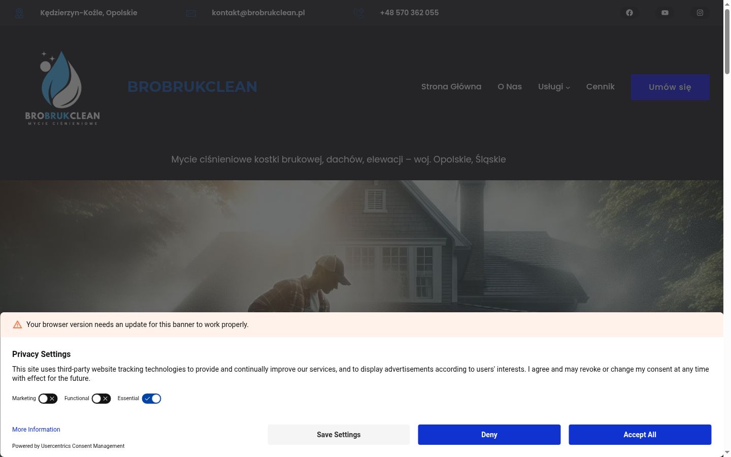 Képernyőkép a bármilyen interakció előtt megjelenő hozzájárulási bannerről