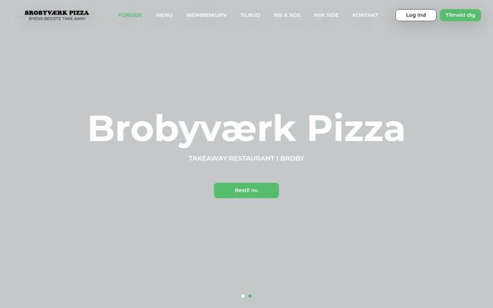 Screenshot of brobyvaerkpizza.dk