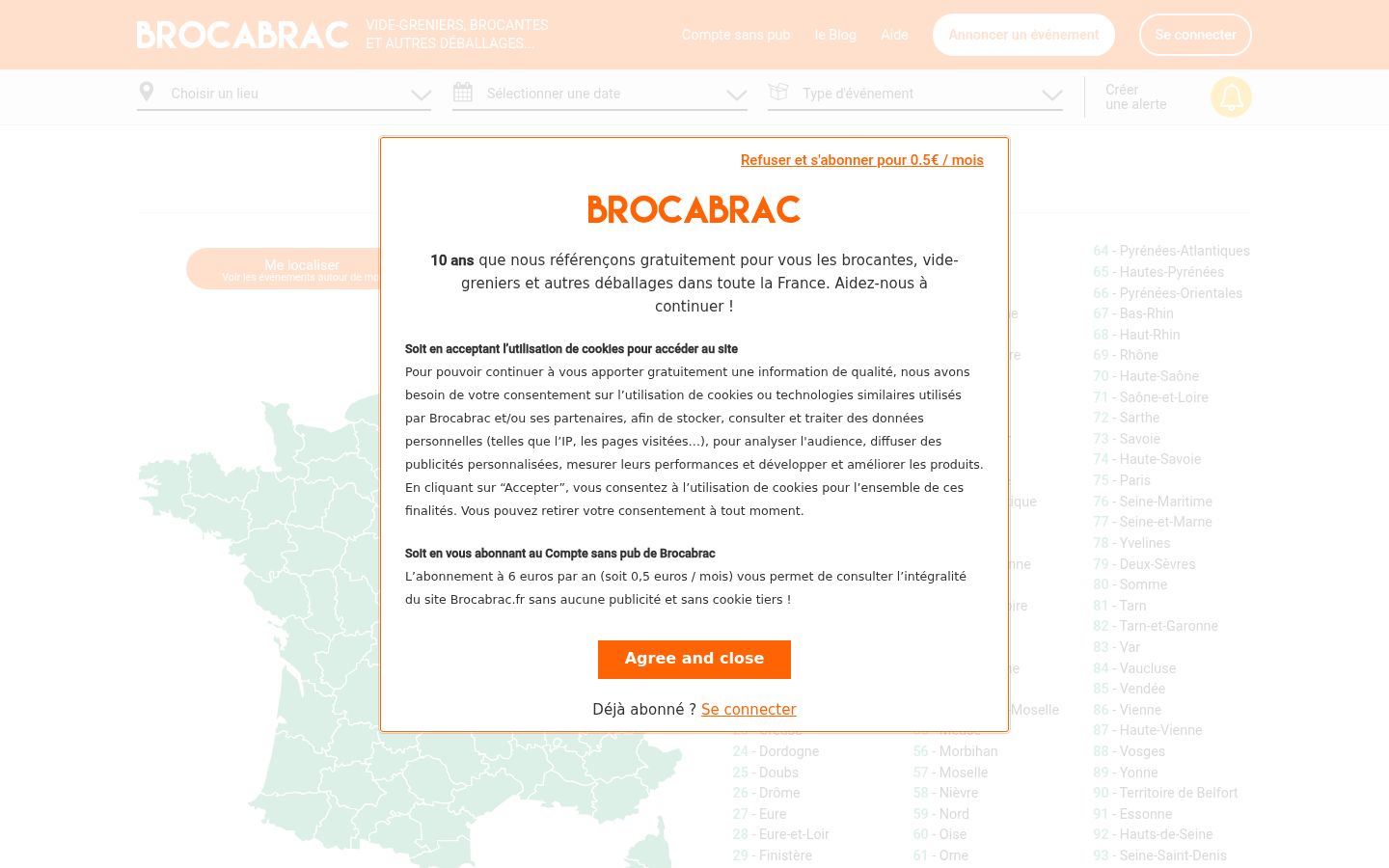 Screenshot del banner di consenso mostrato prima di qualsiasi interazione