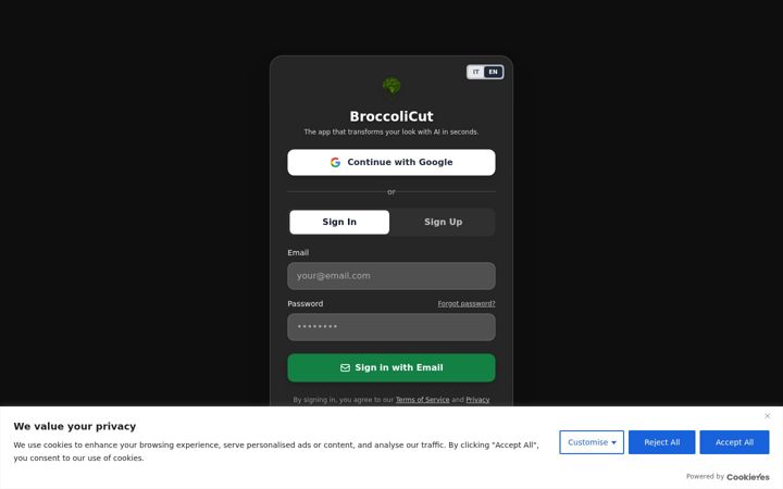 Screenshot of broccolicut.app