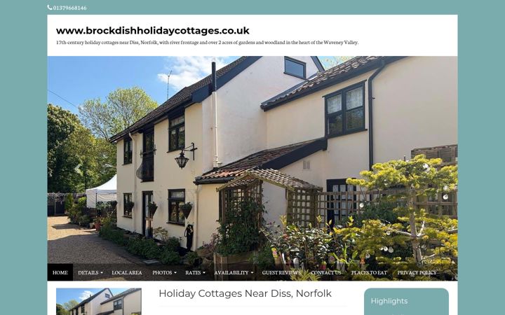 Screenshot of brockdishholidaycottages.co.uk