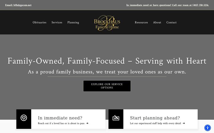 Screenshot of brockhausfuneralhome.com