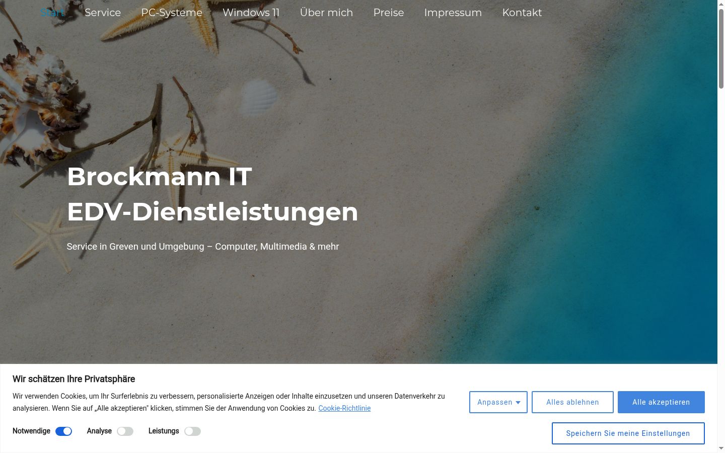 Skärmbild av samtyckesbannern som visades före någon interaktion