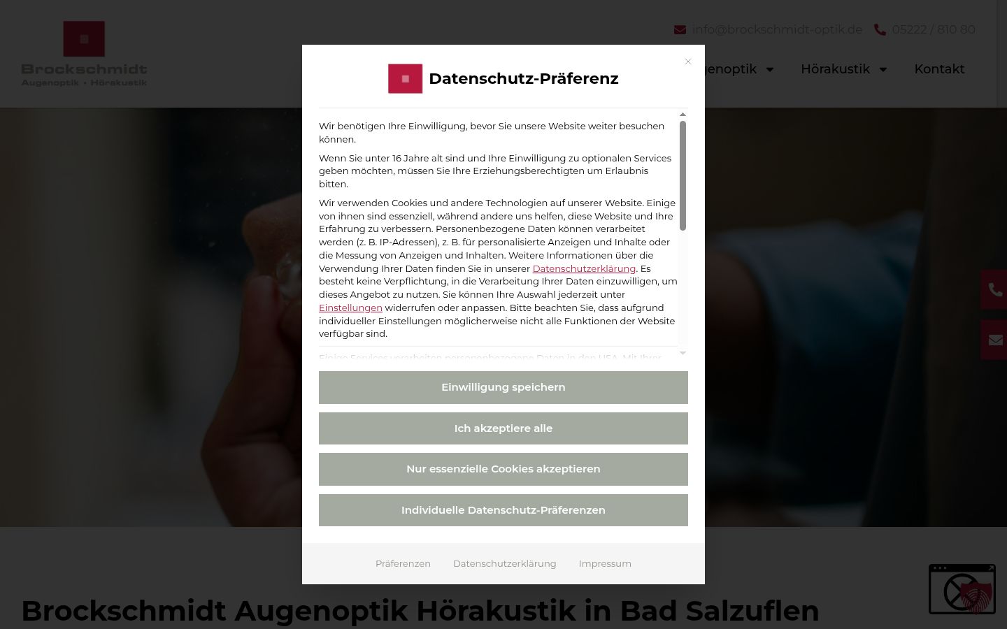 Screenshot van de toestemmingsbanner zoals getoond vóór enige interactie